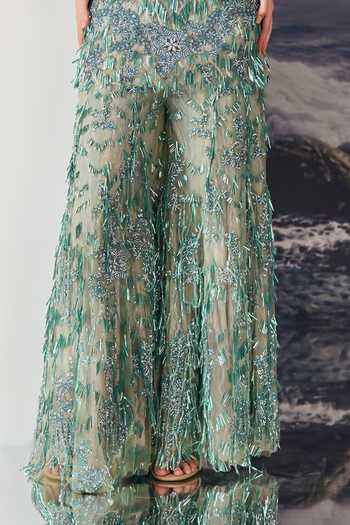 Shop Geisha Designs Green Viscose, Polyester, Nylon Scoop Neck, Elysia Kurta And Sharara Co-ord Set Online at Aza Fashions Shop_Geisha Designs_Green Viscose, Polyester, Nylon Scoop Neck, Elysia Kurta And Sharara Co-ord Set _Online_at_Aza_Fashions