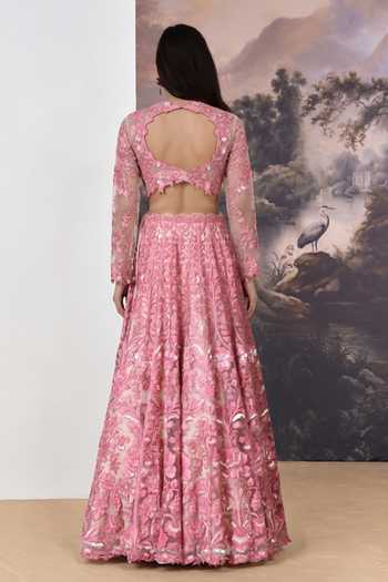 Geisha Designs Veil Of Blooming Dreams Lehenga Set 