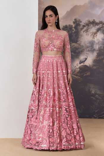 Geisha Designs Veil Of Blooming Dreams Lehenga Set 