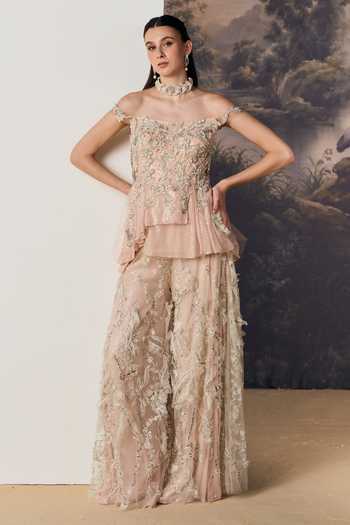 Geisha Designs Juliette Embroidered Top & Sharara Set