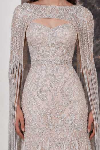 Geisha Designs Pink Viscose, Nylon Beads, Crystals, Feathers Celestia Gown With Cape Online at Aza Fashions Geisha Designs_Pink Viscose, Nylon Beads, Crystals, Feathers Celestia Gown With Cape _Online_at_Aza_Fashions