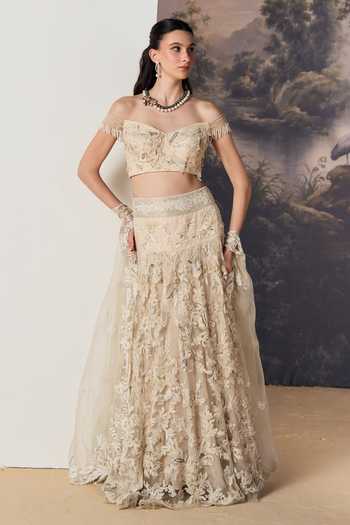 Geisha Designs Aurelie Emdroidered Lehenga Set