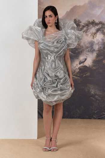 Geisha Designs Lunaria Sculpted Ruffle Mini Dress