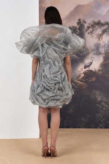 Geisha Designs Lunaria Sculpted Ruffle Mini Dress