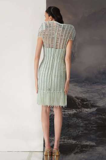 Geisha Designs Sirena Open Grid Corded Cocktail Dress
