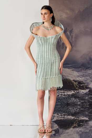 Geisha Designs Sirena Open Grid Corded Cocktail Dress