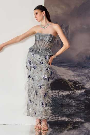 Geisha Designs Structured Peplum Corset & Skirt Set