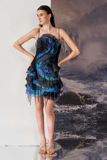 Geisha Designs Nebula Ruffle Mini Dress