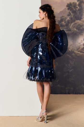 Geisha Designs Cyrene Metallic Paillettes Mini Dress