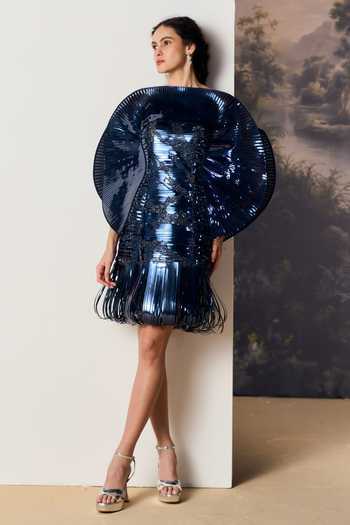 Geisha Designs Cyrene Metallic Paillettes Mini Dress
