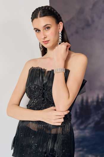 Shop Geisha Designs Black Nylon, Viscose Bandeau Neck Scarlett Peplum Corded Top And Skirt Set Online at Aza Fashions Shop_Geisha Designs_Black Nylon, Viscose Bandeau Neck Scarlett Peplum Corded Top And Skirt Set _Online_at_Aza_Fashions