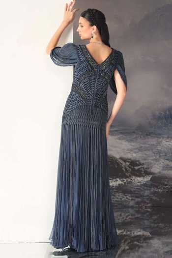 Geisha Designs Valeriya Textured Embroidered Gown