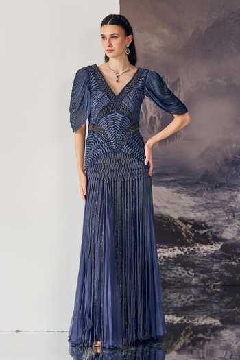 Geisha Designs Valeriya Textured Embroidered Gown