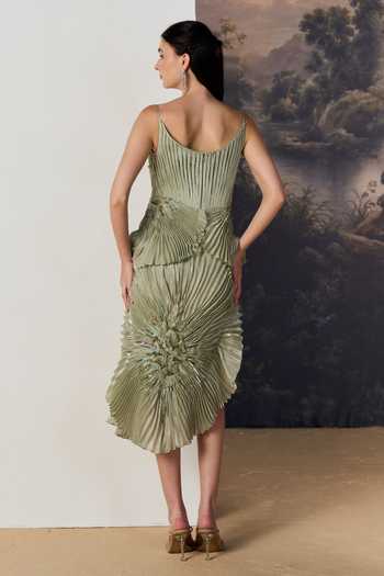 Geisha Designs Sylvan Gathered Accordion Pleated Midi Dress
