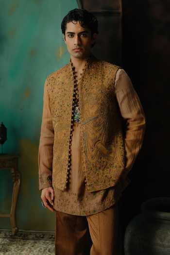 Jatin Malik Sangam Embroidered Nehru Jacket & Kurta Set