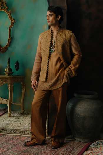 Jatin Malik Sangam Embroidered Nehru Jacket & Kurta Set