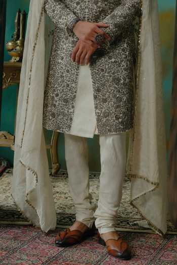 Jatin Malik Silver Silk Shringara Embroidered Achkan Set Online at Aza Fashions Jatin Malik_Silver Silk Shringara Embroidered Achkan Set _Online_at_Aza_Fashions