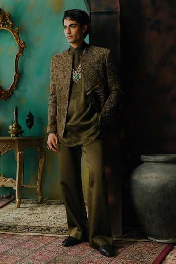 Jatin Malik Vanmala Hand Embroidered Short Jacket Set