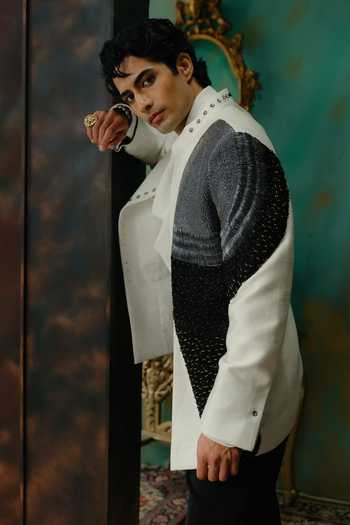 Jatin Malik Ivory Silk Vraj Hand Embroidered Jacket Set Online at Aza Fashions Jatin Malik_Ivory Silk Vraj Hand Embroidered Jacket Set _Online_at_Aza_Fashions