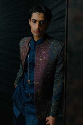 Buy Jatin Malik Purple Silk Kanha Embroidered Jacket And Kurta Set Buy_Jatin Malik_Purple Silk Kanha Embroidered Jacket And Kurta Set