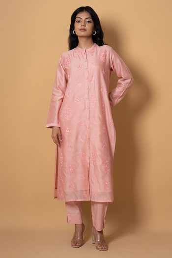 Kameez Embroidered Chanderi Kurta & Pant Set
