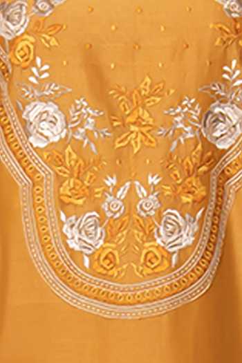 Shop Kameez Orange Chanderi, Cotton Round Neck Embroidered Kurta Set Online at Aza Fashions Shop_Kameez_Orange Chanderi, Cotton Round Neck Embroidered Kurta Set _Online_at_Aza_Fashions
