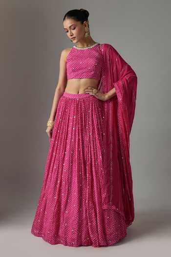 Krishna Padia Bandhej Print Lehenga Set 