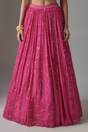 Buy Krishna Padia Pink Chinon Round Neck Bandhej Print Lehenga Set Online at Aza Fashions Buy_Krishna Padia_Pink Chinon Round Neck Bandhej Print Lehenga Set _Online_at_Aza_Fashions