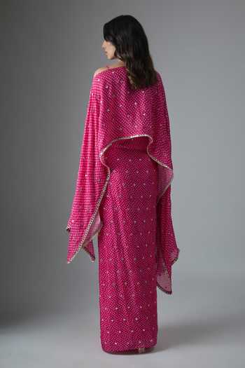 Krishna Padia Bandhej Print Cape & Skirt Set 