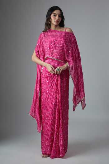 Krishna Padia Bandhej Print Cape & Skirt Set 
