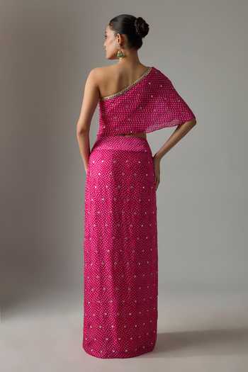 Krishna Padia Bandhej Print Top & Skirt Set 
