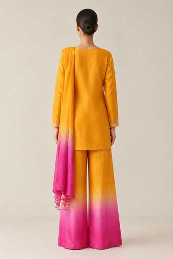 Label Flamingo By Vrinda Ombre Embroidered Kurta Set 