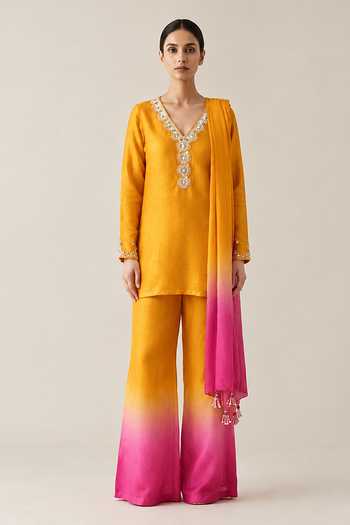 Label Flamingo By Vrinda Ombre Embroidered Kurta Set 