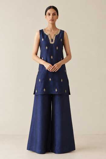 Label Flamingo By Vrinda Embroidered Kurta & Palazzo Set 