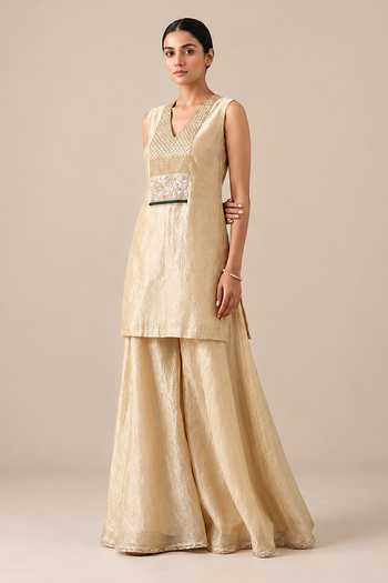 Label Flamingo By Vrinda Embroidered Kurta & Palazzo Set 
