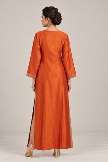 Label Flamingo By Vrinda Embroidered Long Silk Kaftan 
