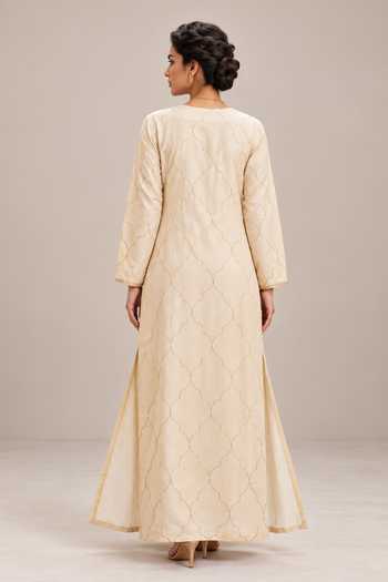 Label Flamingo By Vrinda Pitta Work Silk Long Kaftan 