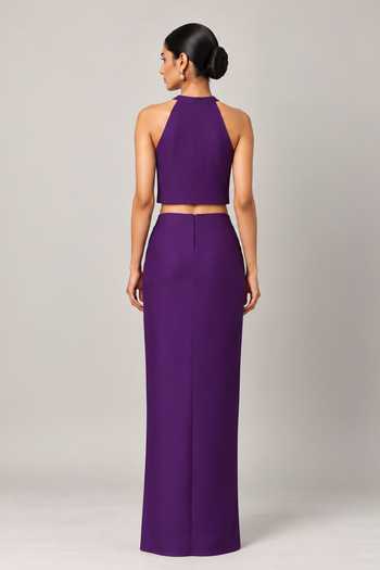 Label Flamingo By Vrinda Embroidered Top & Draped Skirt Set 