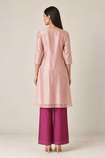 Label Flamingo By Vrinda Embroidered Kurta & Pant Set 