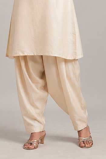 Buy Label Flamingo By Vrinda Ivory Silk Round Neck, Yes Embroidered Kurta And Pant Set Online at Aza Fashions Buy_Label Flamingo By Vrinda_Ivory Silk Round Neck, Yes Embroidered Kurta And Pant Set _Online_at_Aza_Fashions