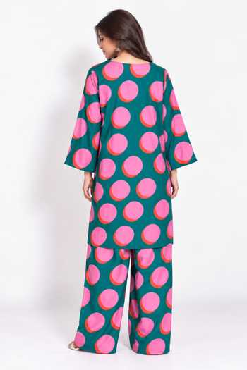 Poppi Polka Dot Print Kurta & Farshi Salwar Set 