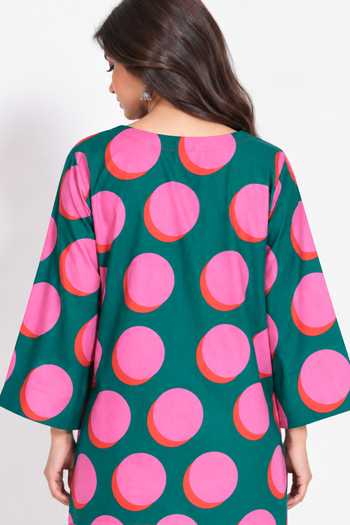 Poppi Green Cotton Split V-neck Polka Dot Print Kurta And Farshi Salwar Set at Aza Fashions Poppi_Green Cotton Split V-neck Polka Dot Print Kurta And Farshi Salwar Set _at_Aza_Fashions