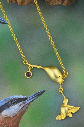 Totapari Gold Plated Corbett Jacaranda Flower Pendant Necklace at Aza Fashions Totapari_Gold Plated Corbett Jacaranda Flower Pendant Necklace _at_Aza_Fashions