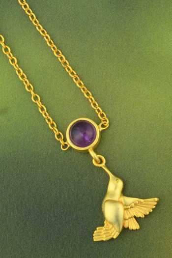 Shop Totapari Gold Plated Corbett Bee Eater Bird Pendant Necklace Online at Aza Fashions Shop_Totapari_Gold Plated Corbett Bee Eater Bird Pendant Necklace _Online_at_Aza_Fashions