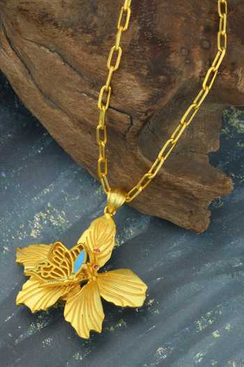Totapari Gold Plated Corbett Kachnaar Pendant Necklace at Aza Fashions Totapari_Gold Plated Corbett Kachnaar Pendant Necklace _at_Aza_Fashions
