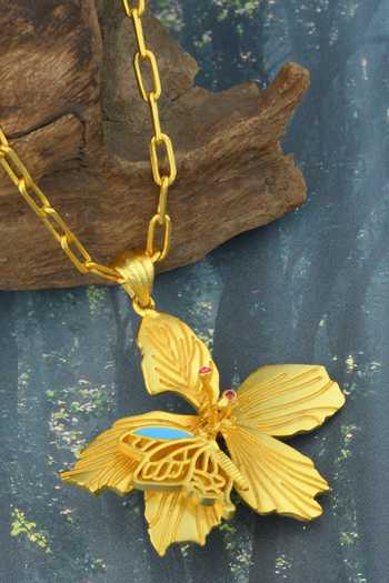 Buy Totapari Gold Plated Corbett Kachnaar Pendant Necklace Buy_Totapari_Gold Plated Corbett Kachnaar Pendant Necklace