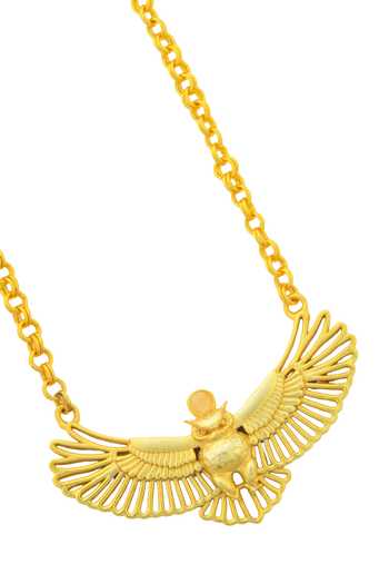 Totapari Gold Plated Corbett Eagle Owlet Pendant Necklace Online at Aza Fashions Totapari_Gold Plated Corbett Eagle Owlet Pendant Necklace _Online_at_Aza_Fashions
