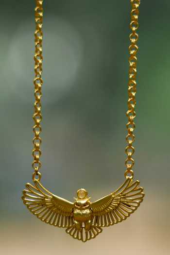 Buy Totapari Gold Plated Corbett Eagle Owlet Pendant Necklace Online at Aza Fashions Buy_Totapari_Gold Plated Corbett Eagle Owlet Pendant Necklace _Online_at_Aza_Fashions