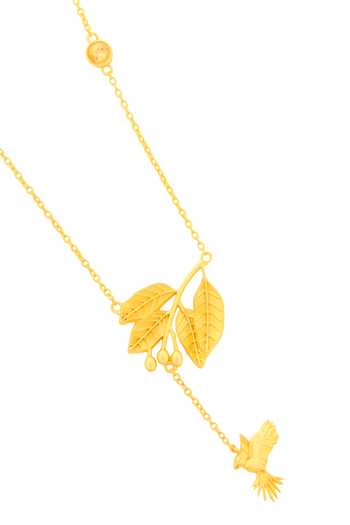Totapari Corbett Mahua Leaf And Parrot Pendant Necklace 