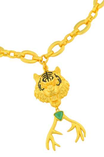 Buy Totapari Gold Plated Corbett Romeo Tiger Hunter Pendant Necklace Online at Aza Fashions Buy_Totapari_Gold Plated Corbett Romeo Tiger Hunter Pendant Necklace _Online_at_Aza_Fashions